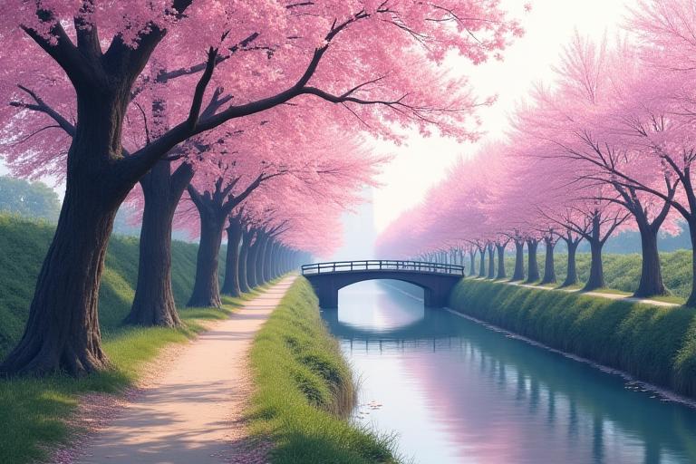 桜並木と疎水