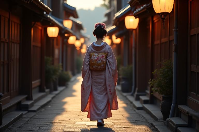 祇園の通りを歩く舞妓
