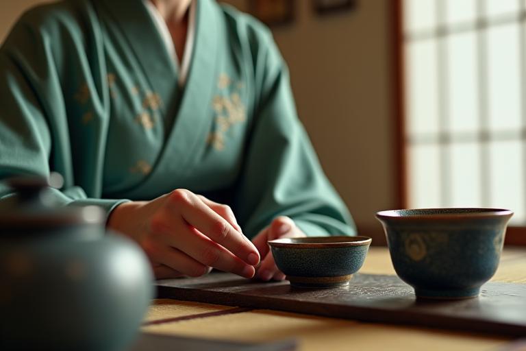 Japanese woman performing a tea ceremony