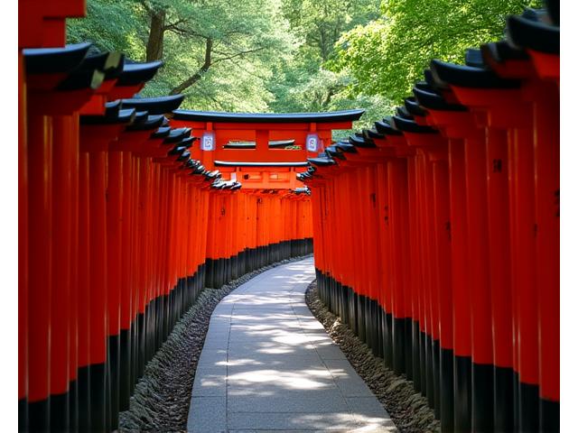 数千本の朱色の鳥居が連なる伏見稲荷大社